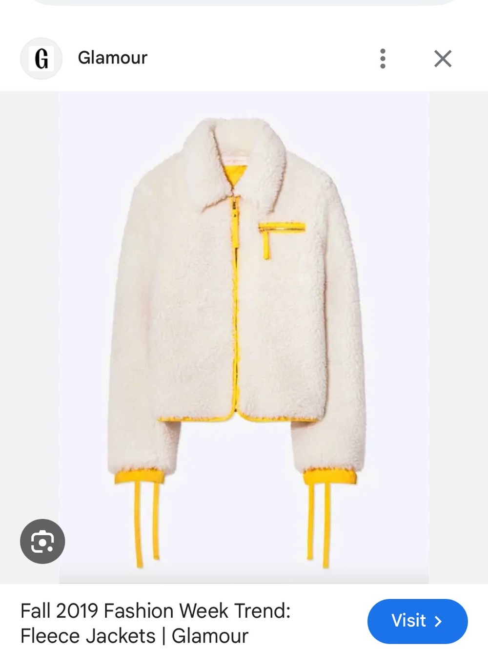 Tory Burch Cream Sherpa Jacket with Yellow Lining